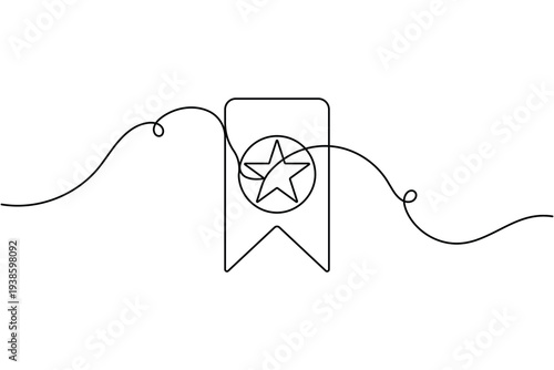 Favorite bookmark sign icon continuous one line drawing single art on white background minimalist star mark save symbol outline vector illustration