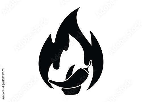 spicy chili pepper flame icon hot food cooking vector