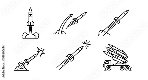 Collection of Rocket Launch Icons and Illustrations.
