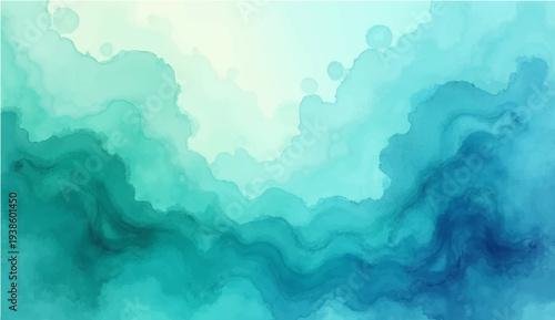 An abstract blue watercolor texture evokes a dark grunge storm cloud over a bright sea under a heavenly sky