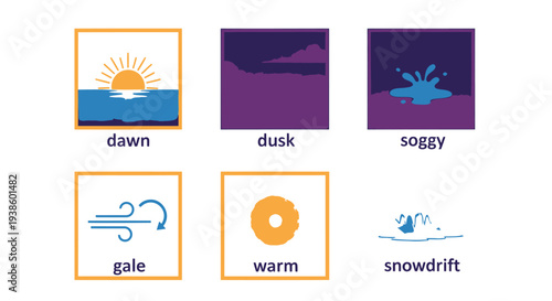 Set of 6 weather icons vector