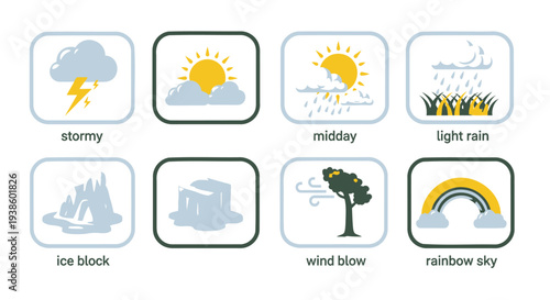 Set of 6 weather icons vector