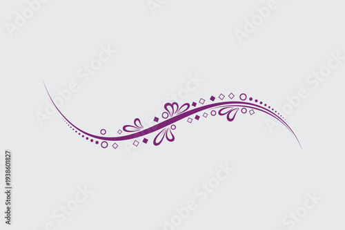 Elegant purple flourish design with dots and diamond shapes