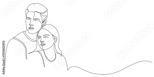 Line art wedding couple vector illustration