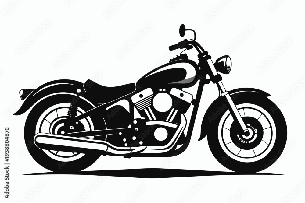 Obraz premium harley davidson bike silhouette line art vector illustration with a white background