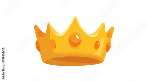 A regal illustration, golden crown with orange gems, sitting center on a bright white background