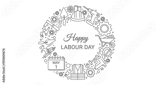 Labour Day icon set vector
