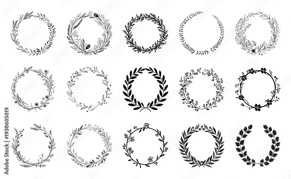 Obraz premium PNG Elegant wreaths for decorative design on transparent background