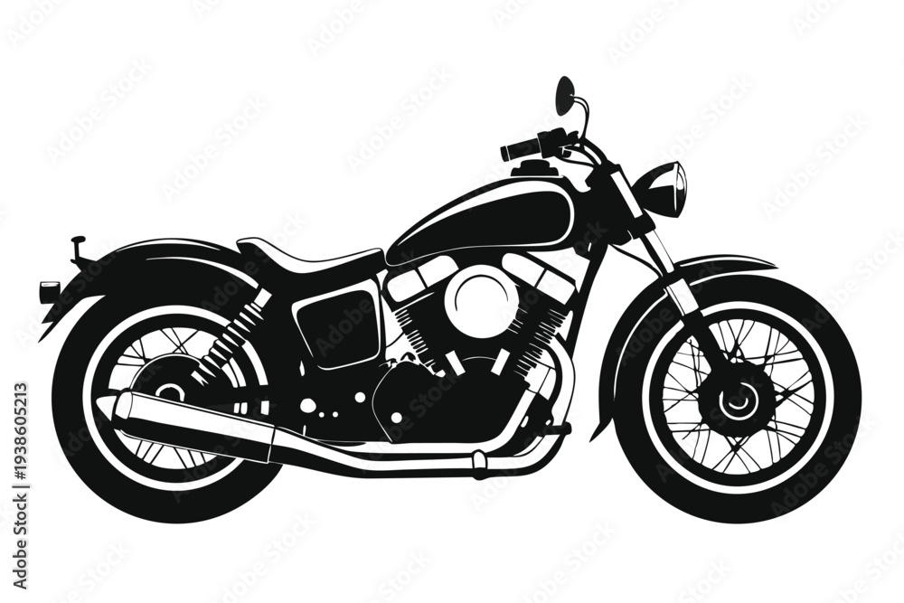 Obraz premium harley davidson bike silhouette line art vector illustration with a white background