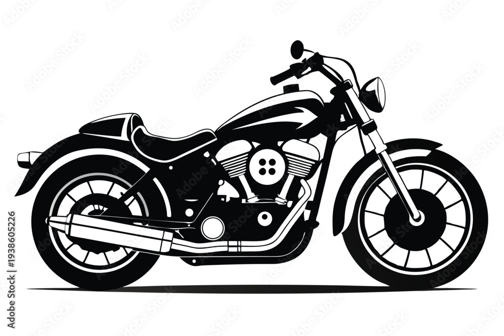 Fototapeta premium harley davidson bike silhouette line art vector illustration with a white background