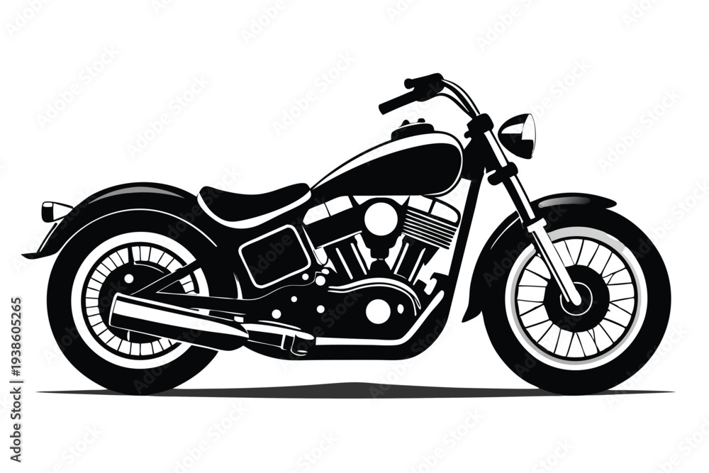 Obraz premium harley davidson bike silhouette line art vector illustration with a white background