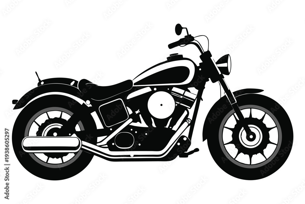 Obraz premium harley davidson bike silhouette line art vector illustration with a white background