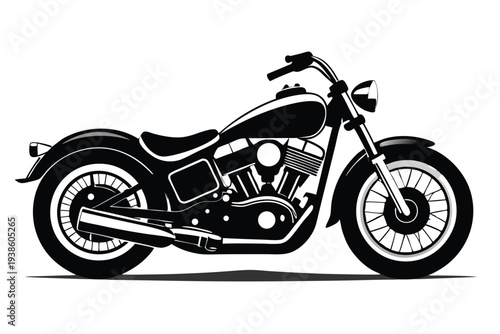 harley davidson bike silhouette line art vector illustration with a white background