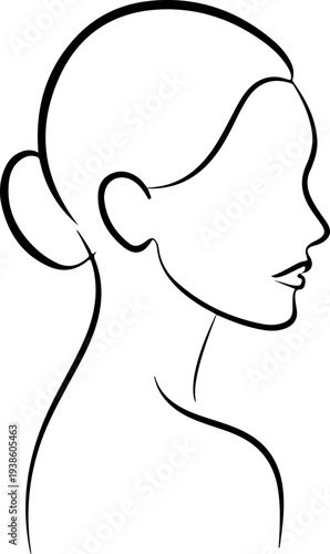 minimalist drawing of womans head in profile