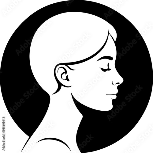 Woman profile portrait in silhouette 