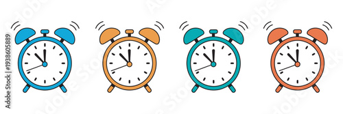 alarm, clock, time, reminder, schedule, ringing, wake, bell, vibrant, collection, set, vector, illustration, icon, symbol, timer, management, planner, agenda, hour, minute, second, punctual, morning, 