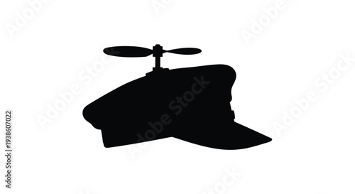 A black silhouette of a pilot s cap with a propeller on top