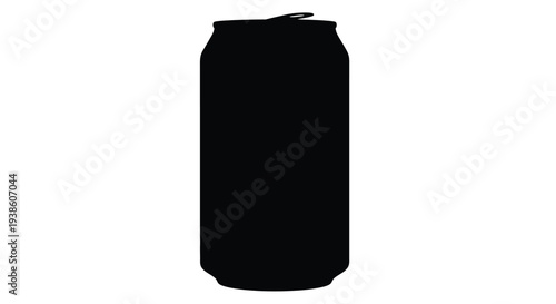 Silhouette of a standard aluminum beverage can against a white background