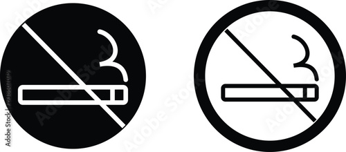No smoking icons set prohibition cigarette symbol with forbidden tobacco sign, safety rule pictogram for public places, health warning vector illustration design collection group