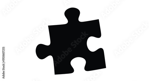 A single black puzzle piece isolated on a white background