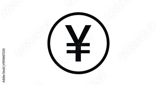 Simple black and white icon of the japanese yen symbol