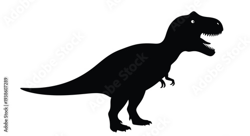 Black silhouette of a tyrannosaurus rex in a walking pose