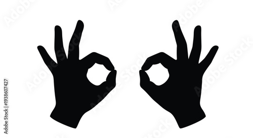 Two black silhouettes of hands making the ok gesture