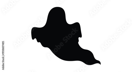 A simple silhouette of a classic flowing ghost shape