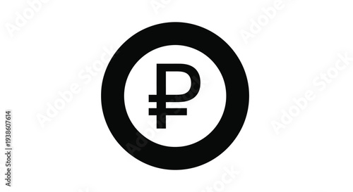 Black and white image displaying the russian ruble currency symbol