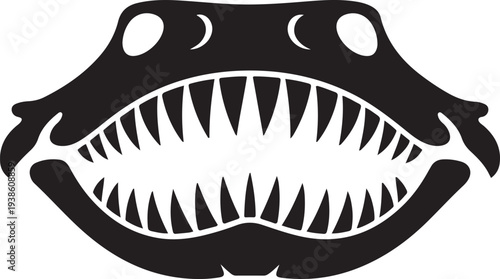 shark jaw skeleton silhouette, high quality. black vector