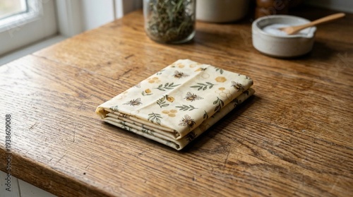 Folded beeswax wrap eco friendly food storage solution