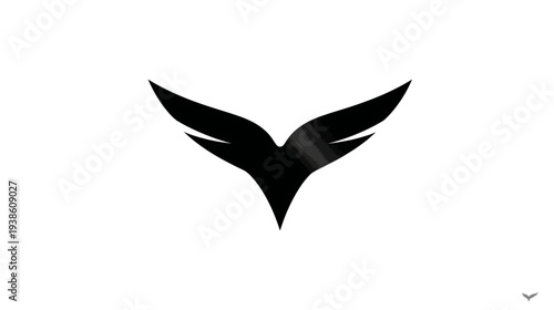 Abstract Black Stylized Wings Logo Element. Modern Minimalist Graphic Design Icon Symbolizing Freedom, Flight, Speed, or Victory.