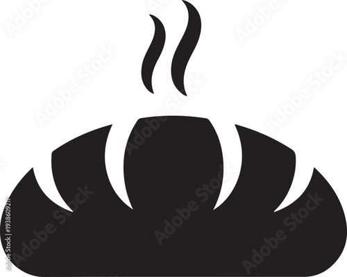 Hot bread, black isolated silhouette. black vector