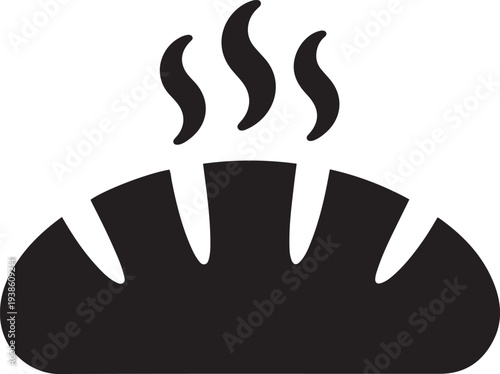Hot bread, black isolated silhouette. black vector