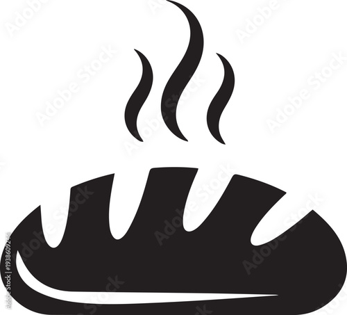Hot bread, black isolated silhouette. black vector