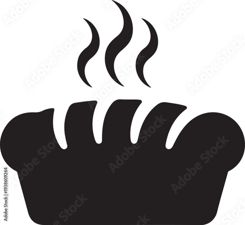 Hot bread, black isolated silhouette. black vector