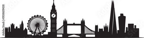 london skyline emblem, black isolated silhouette. black vector