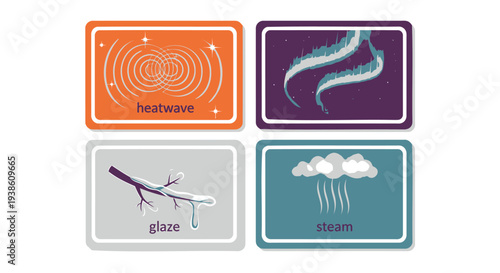 Set of 4 weather icons vector