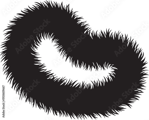 Feather Boa , black isolated silhouette. black vector