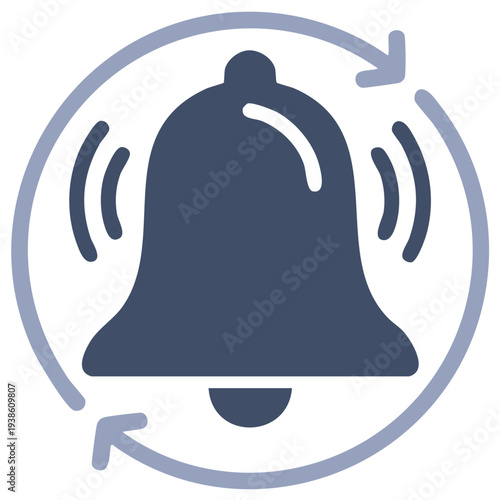 Bell ringing icon with circular arrows indicating repetition or notification alert