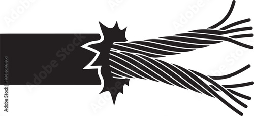Torn Metal Cable. black vector
