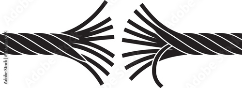 Torn Metal Cable. black vector