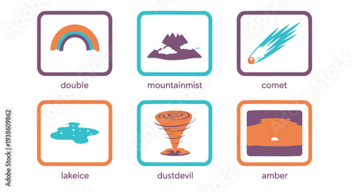 Set of 6 weather icons vector