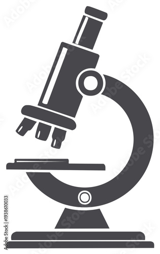 Detailed gray microscope illustration used in scientific research for discoveries and medical analyses in labs