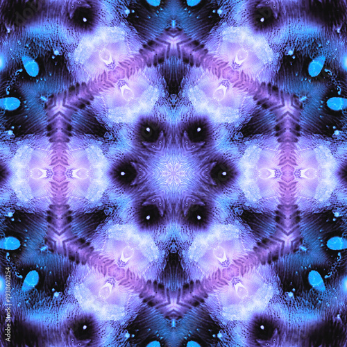repeatable kaleidoscope square made with random pattern created by lifting a smooth sheet off liquid Paint layer
