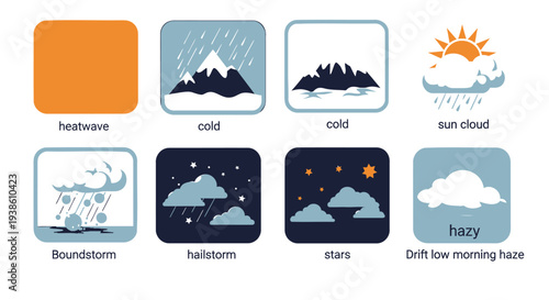 Set of 8 weather icons vector