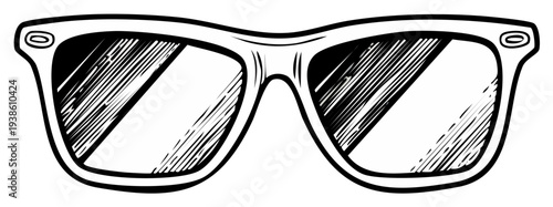 Retro sunglasses in black and white graphic illustration