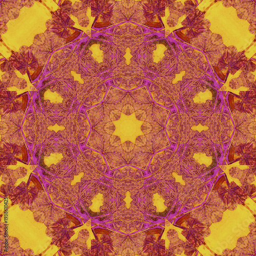 repeatable kaleidoscope square made with random pattern created by lifting a smooth sheet off liquid Paint layer
