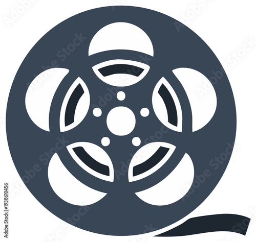 Stylized film reel graphic representing cinema and entertainment industry media production