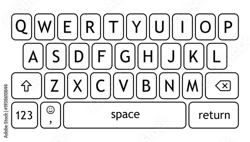 Принти на полотні Smartphone keyboard button layout in line style, vector illustration